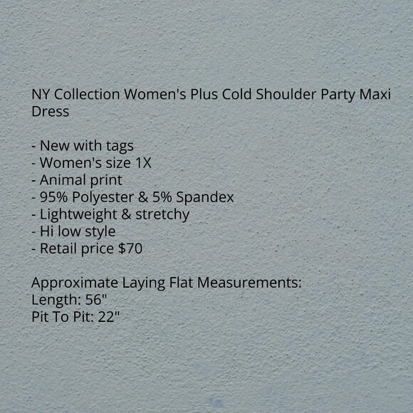 NY Collection 1X Cold Shoulder Dress - Picture 5 of 5